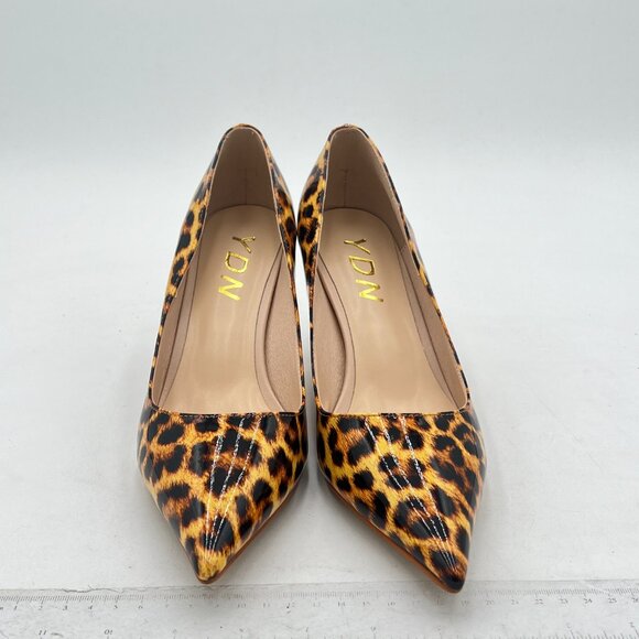 YDN Leopard Print Pointed Toe Stilettos Heel Pumps Slip on Slide Dress Shoes - Picture 3 of 8